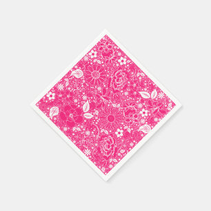 Botanical Beauties Bright Pink-Paper Party Napkins