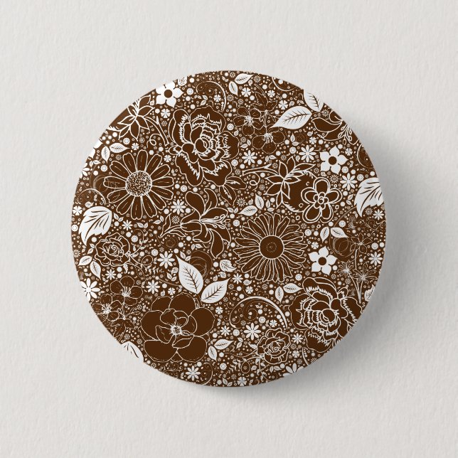 Botanical Beauties Brown PinBack Button (Front)