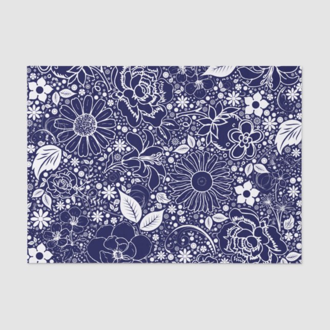 Botanical Beauties-Drk.Blue-TISSUE WRAP PAPER (Front)