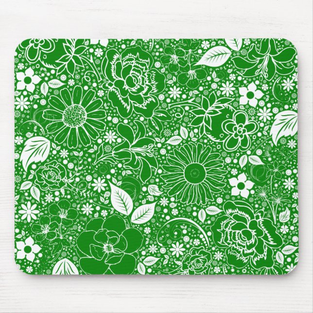 Botanical Beauties Green Mouse Mat (Front)