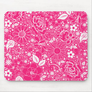 Botanical Beauties Hot Pink Mouse Mat