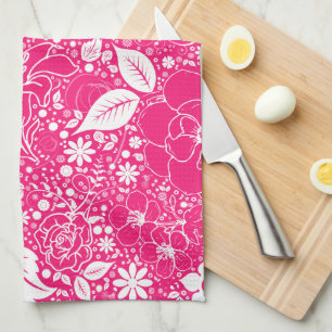 Botanical Beauties Hot Pink Tea Towel