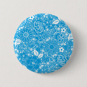 Botanical Beauties Light Blue 6 Cm Round Badge