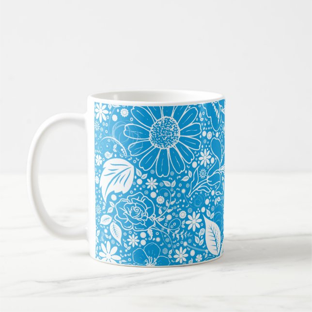 Botanical Beauties Light Blue Coffee Mug (Left)