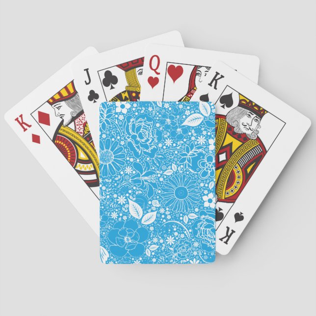 Botanical Beauties Light Blue Playing Cards (Back)