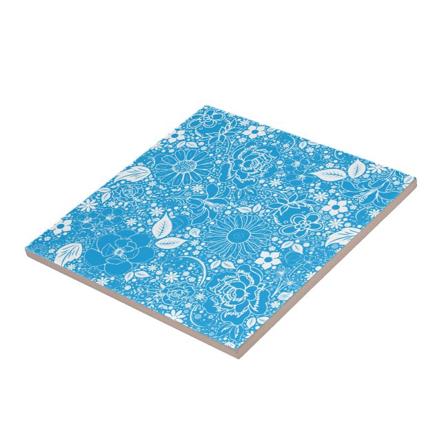 Botanical Beauties Light Blue Tile (Side)