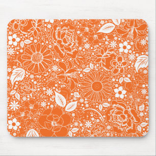 Botanical Beauties Orange Mouse Mat