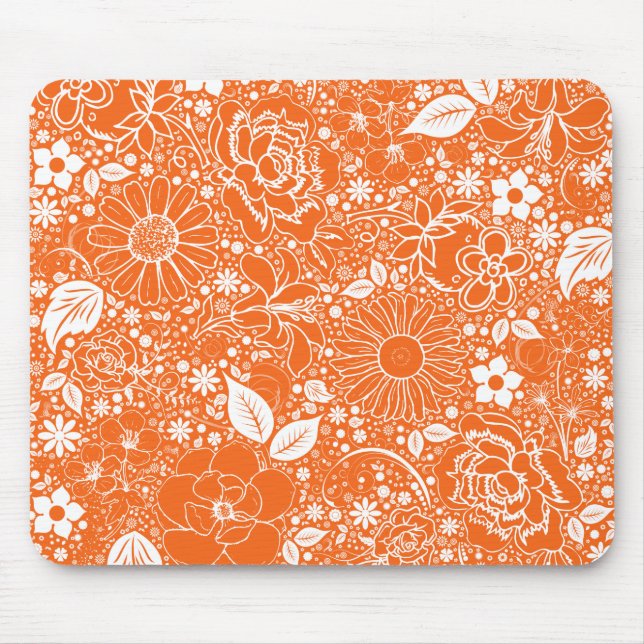 Botanical Beauties Orange Mouse Mat (Front)