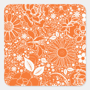 Botanical Beauties Orange Square Sticker