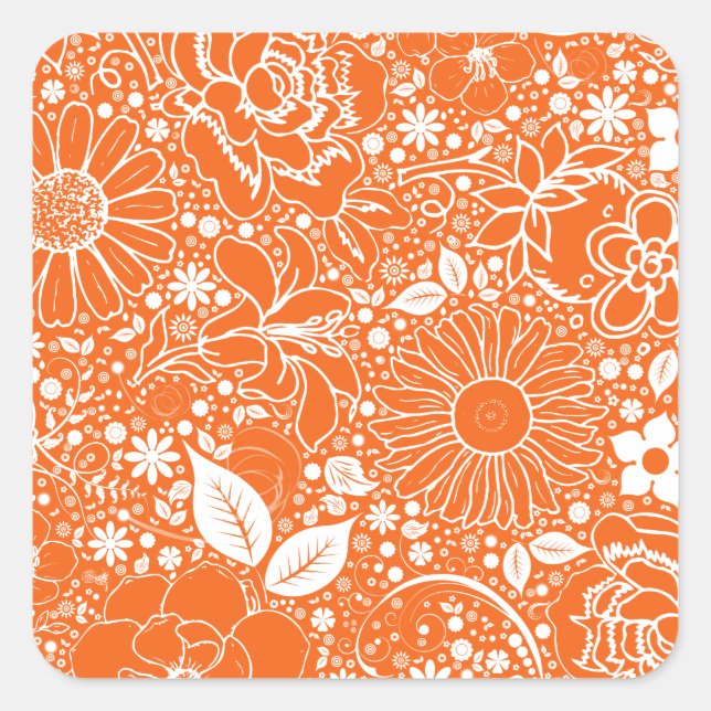 Botanical Beauties Orange Square Sticker (Front)