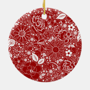 Botanical Beauties Red Ceramic Ornament