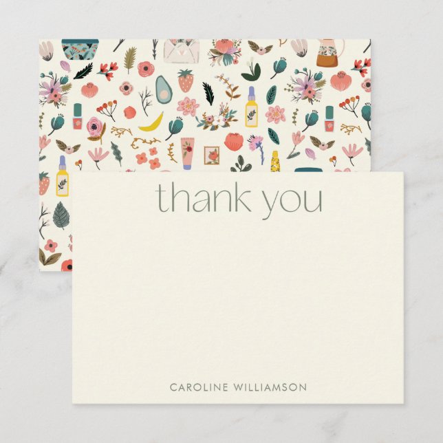 Botanical Beauty Floral Nature Custom Name  Thank You Card (Front/Back)