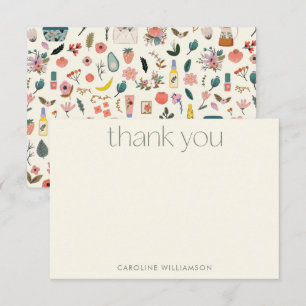 Botanical Beauty Floral Nature Custom Name  Thank You Card