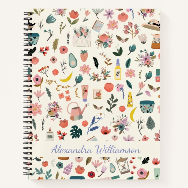 Botanical Beauty Nature Pattern Personalised  Notebook (Front)