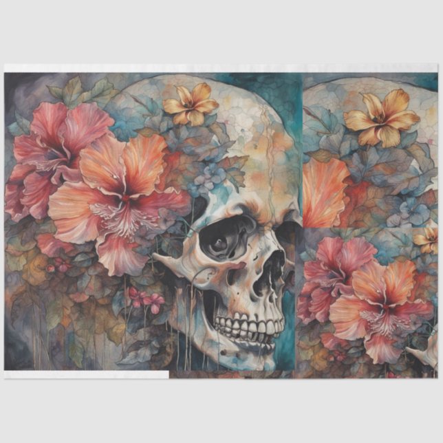 Botanical Beauty Skull Decoupage Paper (Front)