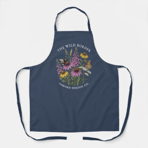 Botanical Bee & Butterfly Navy Apron