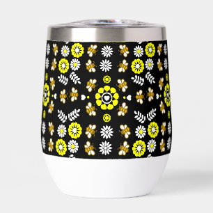 Botanical Bee Flower Pattern