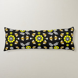 Botanical Bee Flower Pattern Body Cushion