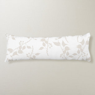 Botanical Beige Decorative Leaf Pattern Body Cushion