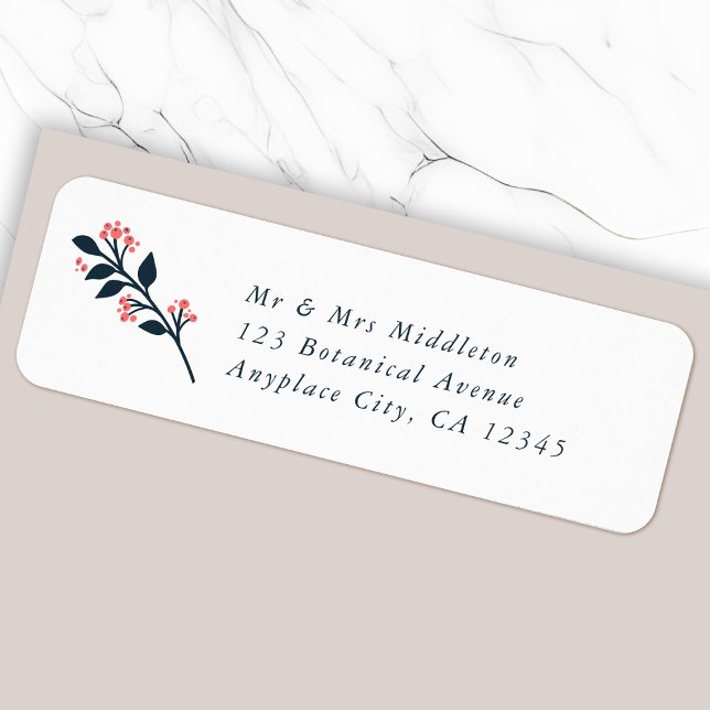 Botanical Berry Address Label | Return Mail Labels (Botanical berry chic return address labels for everyday mail, special occasions or seasonal mailing)