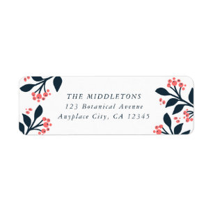 Botanical Berry Address Label   Return Mail Labels