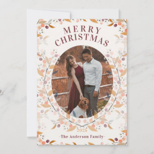 Botanical Berry Framed Photo Holiday Card