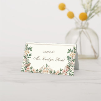 Botanical Birds & Blooms Wedding Place Card