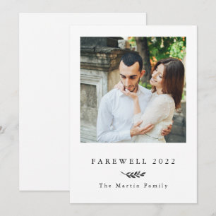 Botanical Black and White Farewell 2022 Photo Holiday Card