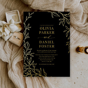 Botanical Black Gold Elegant Wedding