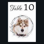 Botanical Black White Dog Wedding Modern Pet Photo Table Number<br><div class="desc">Table numbers by from your pets! Include your best dog, best cat and any pet in your wedding with his own table numbers for your guests. Perfect for dog lovers, and a special dog table numbers will be a hit at your wedding. Simple yet elegant white with eucalyptus leaves. Customise...</div>