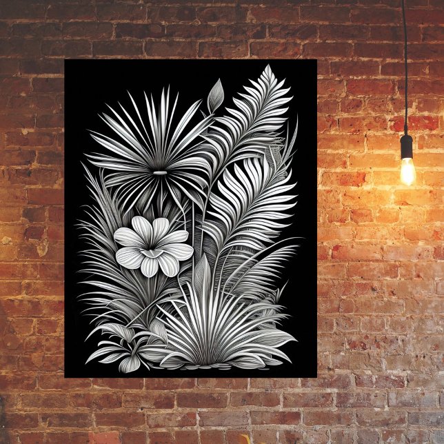 Botanical Black White Line Drawing  Poster (Creator Uploaded)