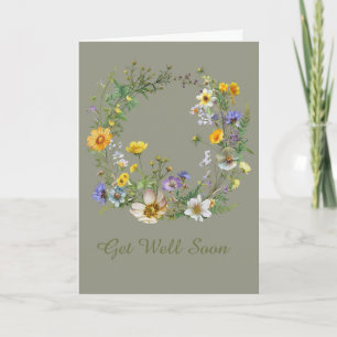 Botanical Blank Note Vintage Floral Wreath Card