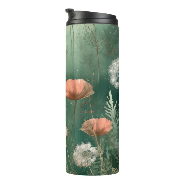 Botanical Bliss: AI-Generated Flower Thermal Tumbler (Rotated Right)
