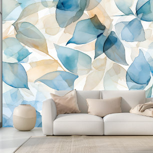 Botanical Bliss Blue and Yellow Floral Pattern Wallpaper