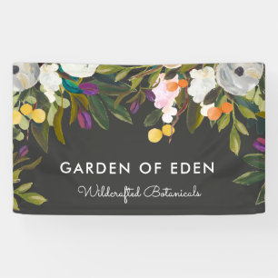 Botanical Bliss Elegant Floral Banner   Black