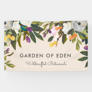 Botanical Bliss Elegant Floral Banner   Cream