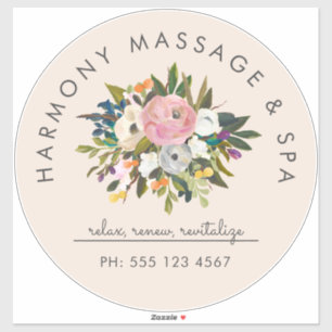 Botanical Bliss Elegant Floral Curved Text   Cream