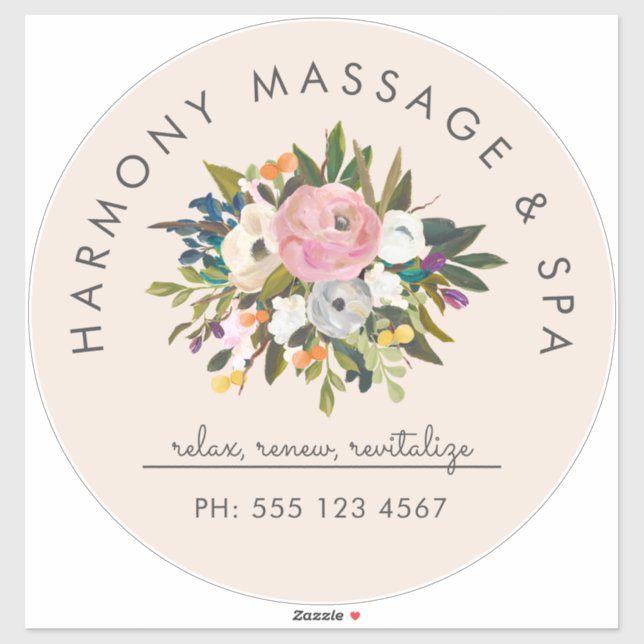 Botanical Bliss Elegant Floral Curved Text | Cream (Sheet)