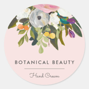 Botanical Bliss Elegant Modern Floral Blush Classic Round Sticker