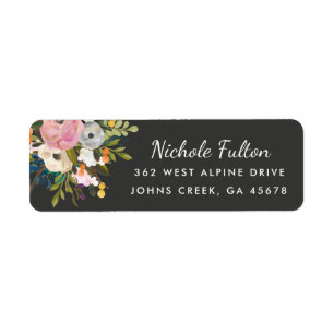Botanical Bliss Floral   Black Return Address