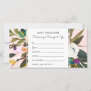 Botanical Bliss Floral Gift Voucher Card   Blush