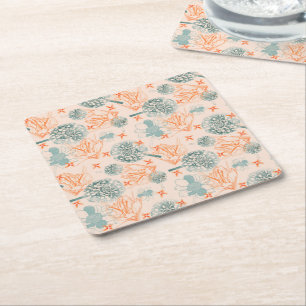 Botanical bliss pattern square paper coaster