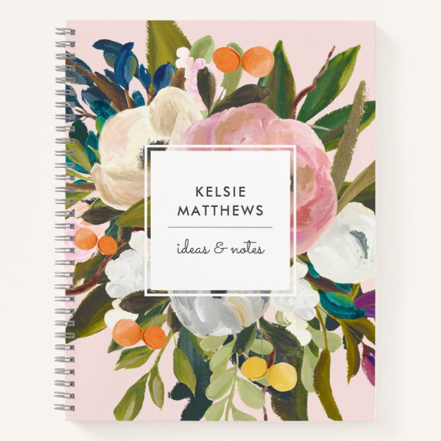 Botanical Bliss Pretty Painted Floral | Blush Notebook (Front)