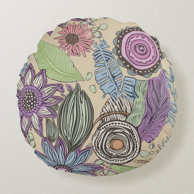 Botanical Bliss Round Cushion (Front)