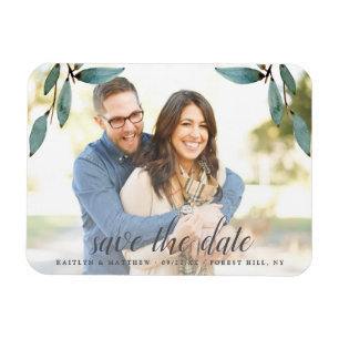 Botanical Bliss Wedding Photo Save The Date Magnet