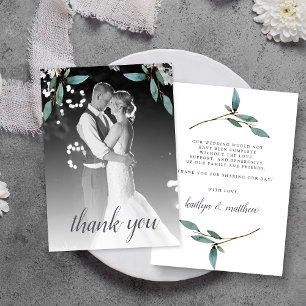 Botanical Bliss Wedding Photo Thank You Card