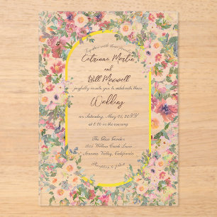 Botanical Bloom Acrylic Wedding Invitation