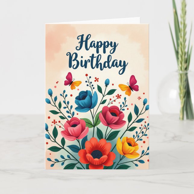 Botanical Bloom Happy Card (Front)