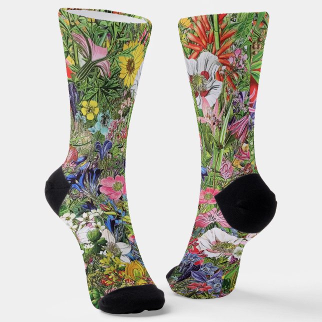 Botanical Bloom Nature Wildflower Socks (Angled)