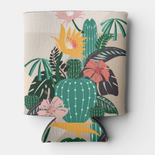 Botanical Blooming: Cactus Vintage Art. Can Cooler